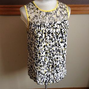 KATE SPADE crepe blouse with sheer yoke S (E3)